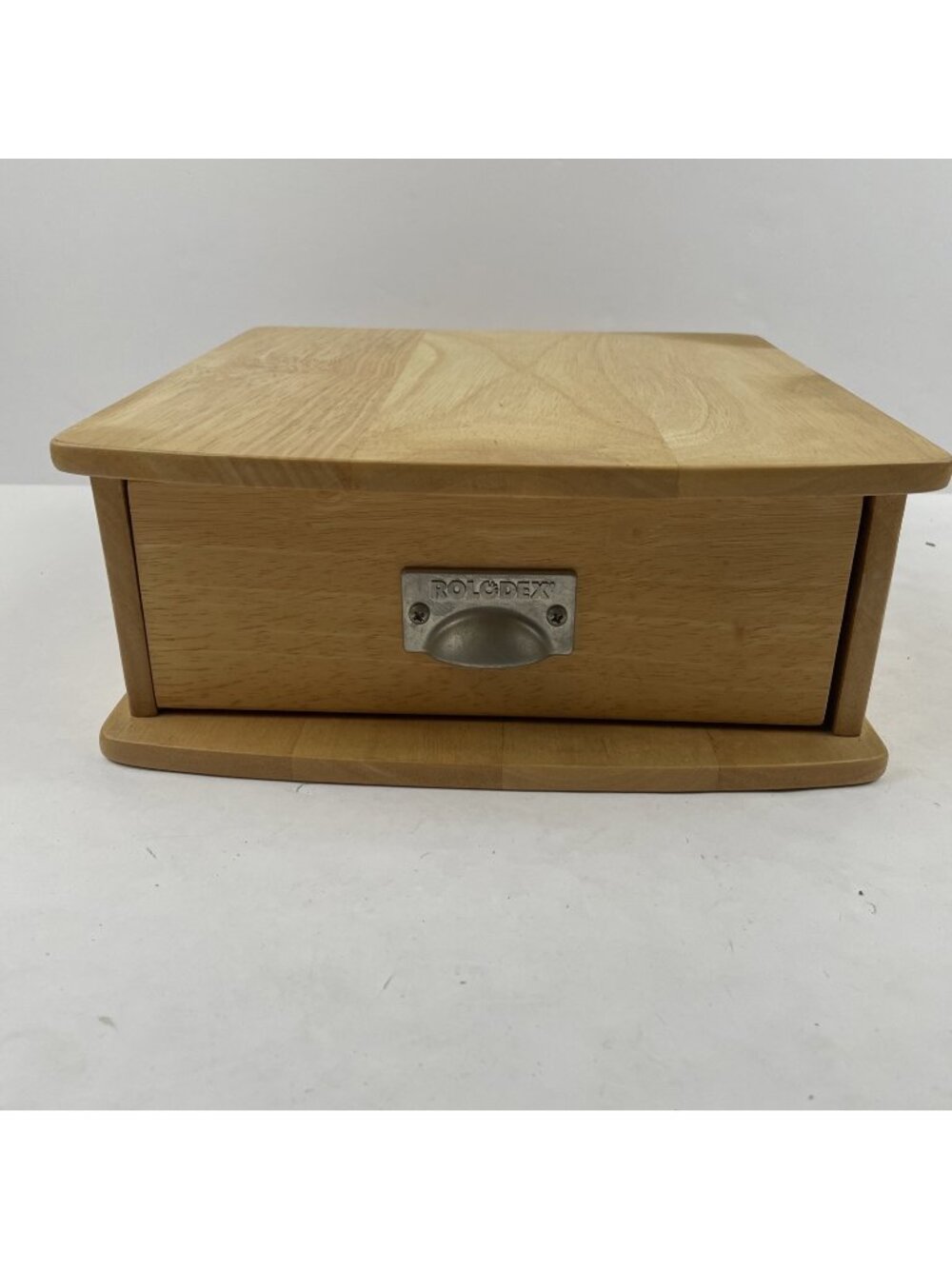 Vintage ROLODEX Wooden Desk Top Organizer Built-In Card File Storage Pen Drawer